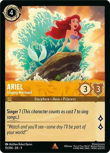 Card Titan - MTG cards and accessories - Ariel - Singing Mermaid - 15/204 - Rare - Holofoil - Lorcana Singles Fabled (9) Card Titan - MTG cards and accessories - Ariel - Singing Mermaid - 15/204 - Rare - Holofoil - Lorcana Singles Fabled (9)