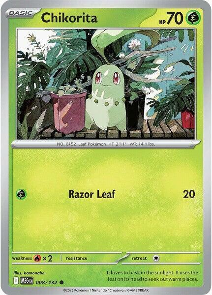 Card Titan - MTG cards and accessories - Chikorita - 008/132 - Common -  Pokemon Singles  Mega Evolution Series  ME - Mega Evolution Base Set