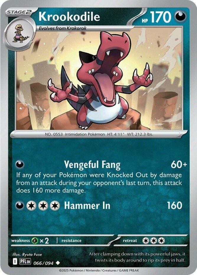 Krookodile - 066/094 - Uncommon - Reverse Holo - Near Mint - Mega