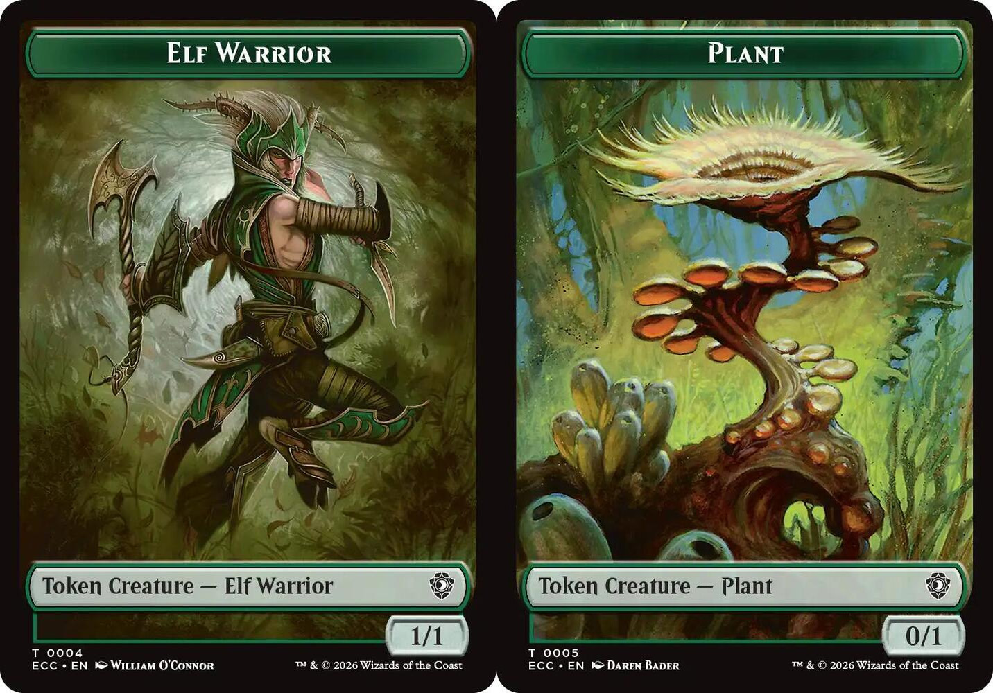 Elf Warrior (0004) // Plant (0005) Double-Sided Token - Foil
