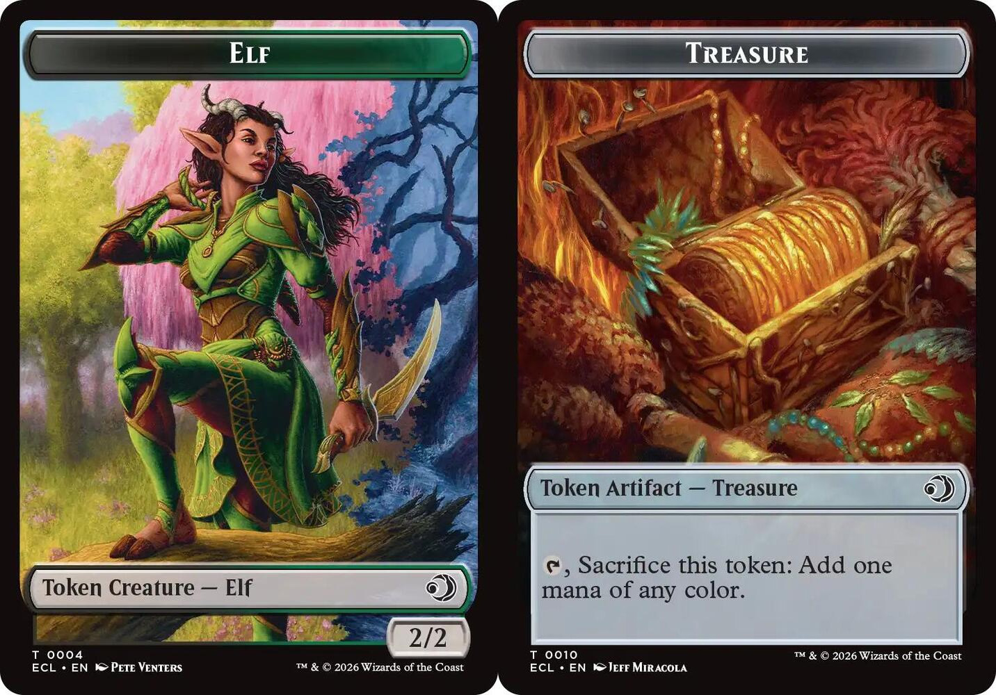 Elf // Treasure Double-Sided Token - Foil