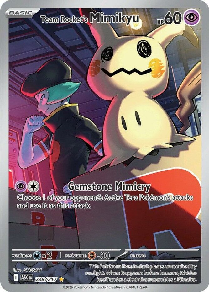 1x Team Rocket's Mimikyu - 238/217 - Illustration Rare NM-Mint