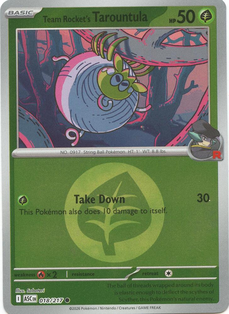 Team Rocket's Tarountula (Energy Symbol) - 018/217 - Common - Reverse Holo