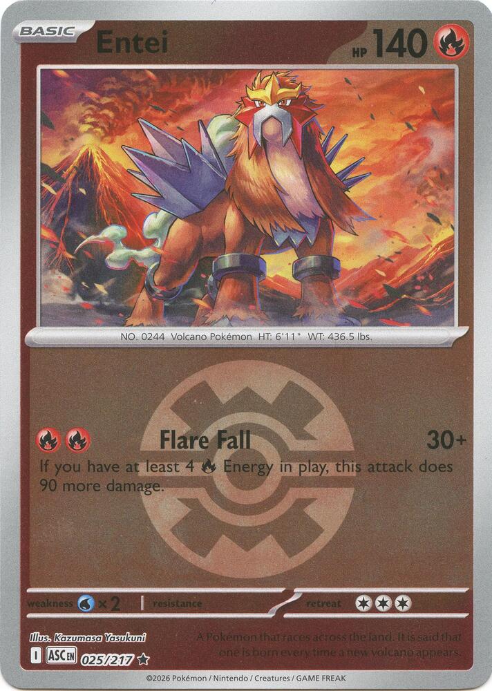 Entei (Quick Ball) - 025/217 - Rare - Reverse Holo