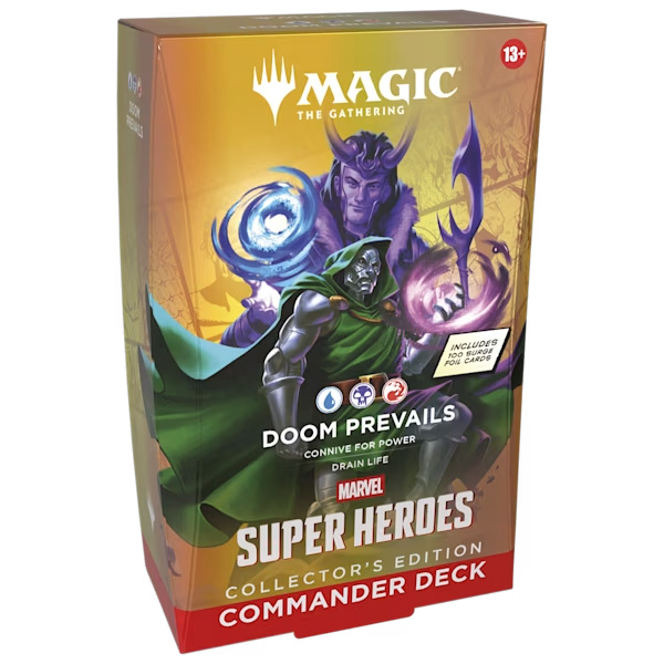 marvel mtg commander decks Super Heroes Collectors Edition Bundle (EN) %20Build%20your%20dream%20super%20team%20of%20Heroes%20and%20Villains%2C%20then%20suit%20them%20up%20with%20iconic%20gear%20and%20unleash%20their%20earthshaking%20abilities Magic: The Gathering 