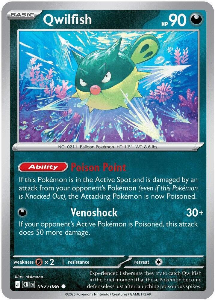 Qwilfish - 052/086 - Common - Reverse Holo