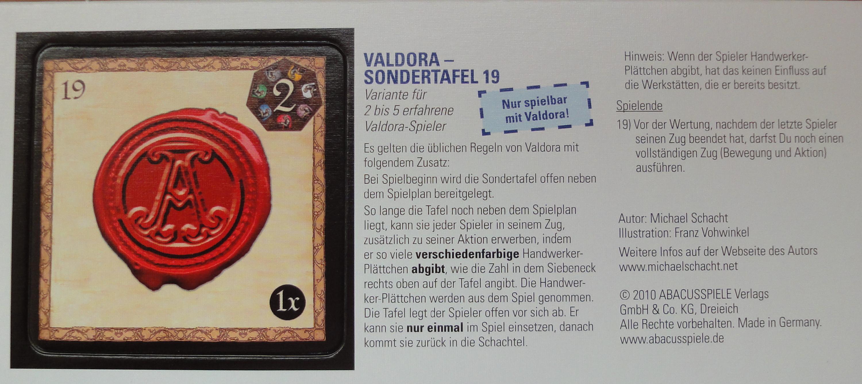 Valdora - Special board 19