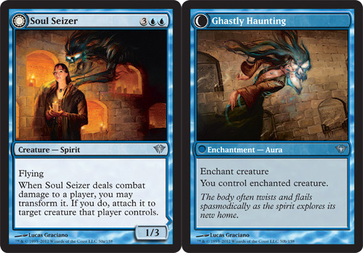 MTG-4x-Near Mint, English-Soul Seizer // Ghastly Haunting-Dark