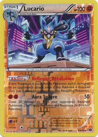 Lucario - 64/99 - Holo Rare - Reverse Holo