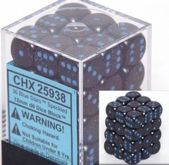 36 Blue Stars Speckled 12mm D6 Dice Block - CHX25938