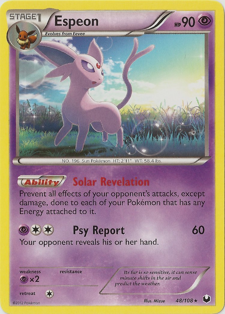 1x Espeon - 48/108 - Rare Moderately Played Pokemon BW - Dark