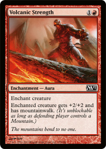 4x -Volcanic Strength-[Magic 2013]-Lightly Played, English-Regular-MTG