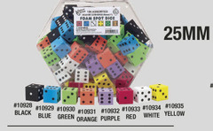 Assorted Color D6 Foam 25mm Dice Jar of 50