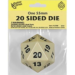 Opaque Ivory 55mm D20 Dice Single