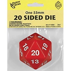 Opaque Red 55mm D20 Dice Single