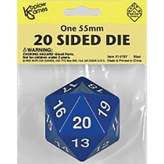 Opaque Blue 55mm D20 Dice Single