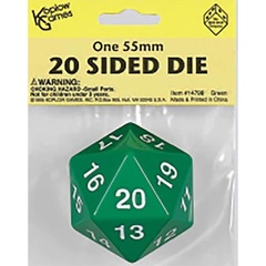 Opaque Green 55mm D20 Dice Single