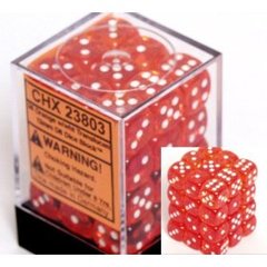 23803 36 Orange w/wht Translucent 12mm D6 Dice Block