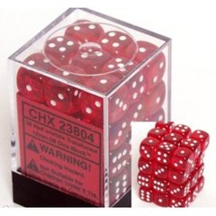 36 Red w/white Translucent 12mm D6 Dice Block - CHX23804