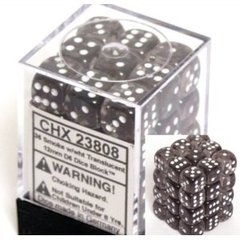 36 Smoke w/white Translucent 12mm D6 Dice Block - CHX23808