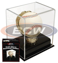 Deluxe Acrylic Gold Glove Baseball Display - Acrylic Base