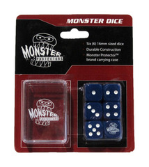 Monster Protectors - 6x D6 Monster Dice & Carrying Case - Blue