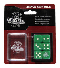 Monster Protectors - 6x D6 Monster Dice & Carrying Case - Green