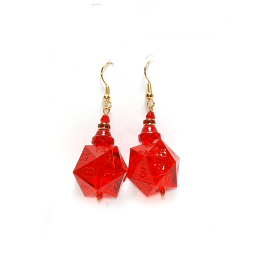 GameScience Dice Earrings - Arcane Ruby d20
