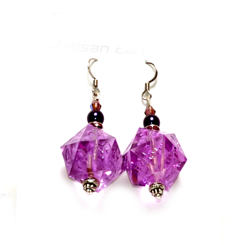GameScience Dice Earrings - Arcane Amethyst d20