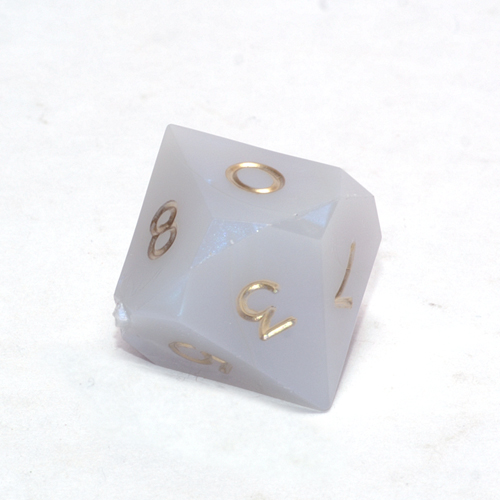 Gamescience Blue Opal Precision d10 Gold ink