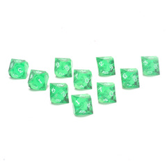 Precision GameScience Emerald d10, 10 piece set, inked