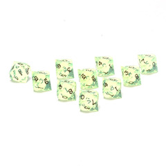 Precision GameScience Peridot  d10, 10 piece set, inked