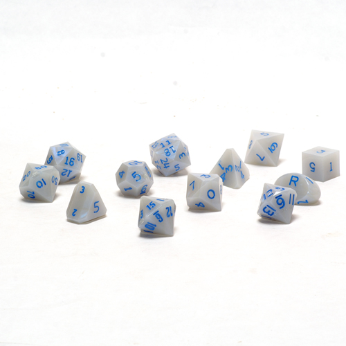 Gamescience Blue Opal Precision 12-Dice Set Blue ink