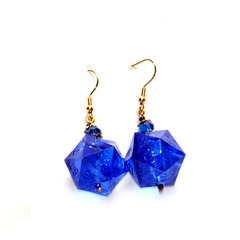 GameScience Dice Earrings - Arcane Sapphire d20