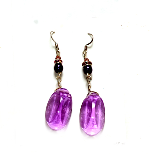 GameScience Dice Earrings - Arcane Amethyst d3