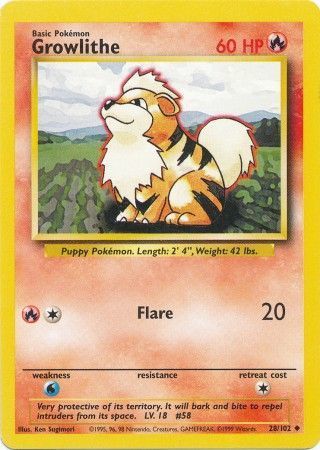 Growlithe - 28/102 - Uncommon - Unlimited Edition