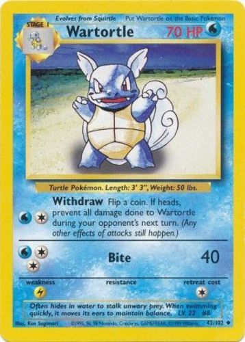 1x Wartortle - 42/102 - Uncommon - Unlimited Edition Lightly