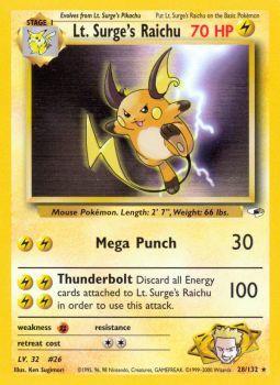 Lt. Surges Raichu - 28/132 - Rare - Unlimited Edition