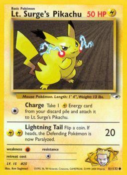 Lt. Surges Pikachu - 81/132 - Common - Unlimited Edition