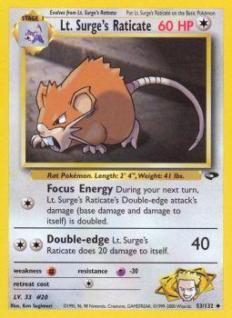 Lt. Surges Raticate - 53/132 - Uncommon - Unlimited Edition