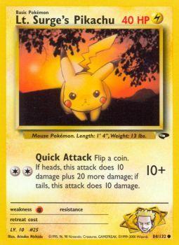 Lt. Surges Pikachu - 84/132 - Common - Unlimited Edition