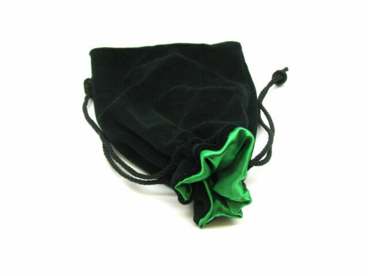 Black / Green 5 x 8 Velvet Dice Bag